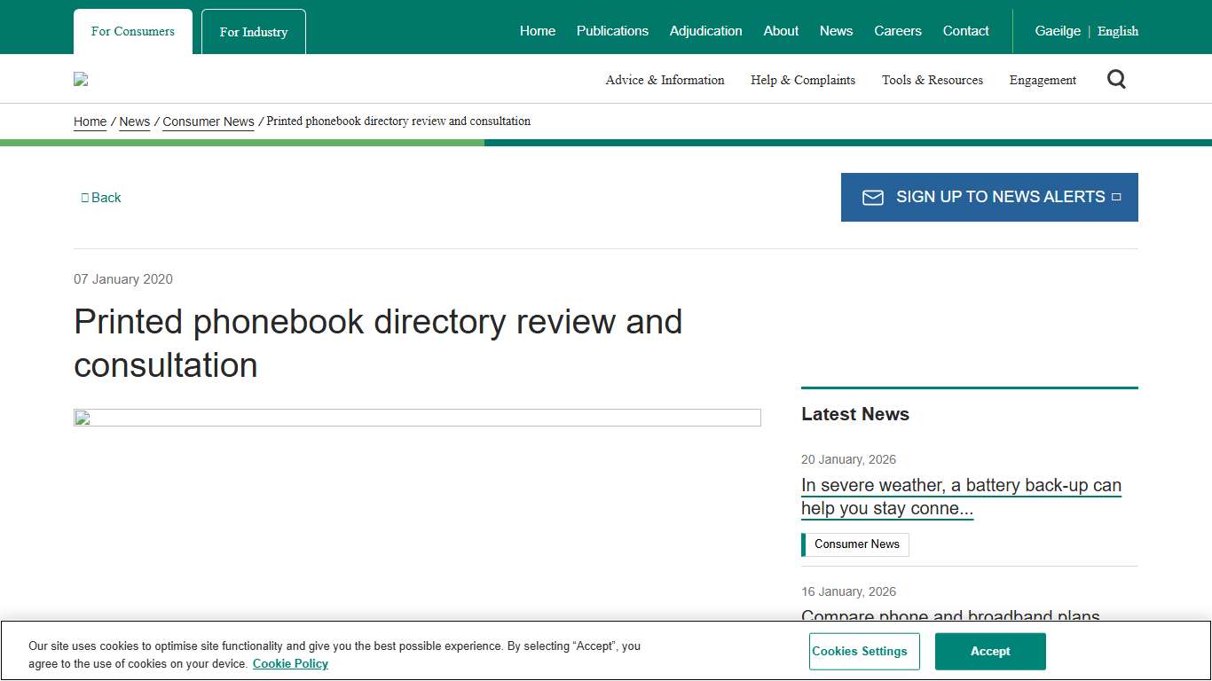 Printed phonebook directory review and consultation | Commission for Communications Regulation