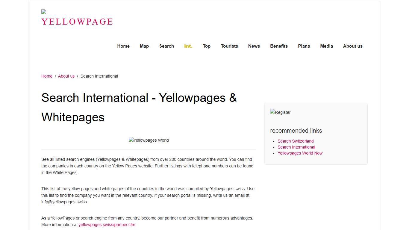 International search engines around the world Yellowpages