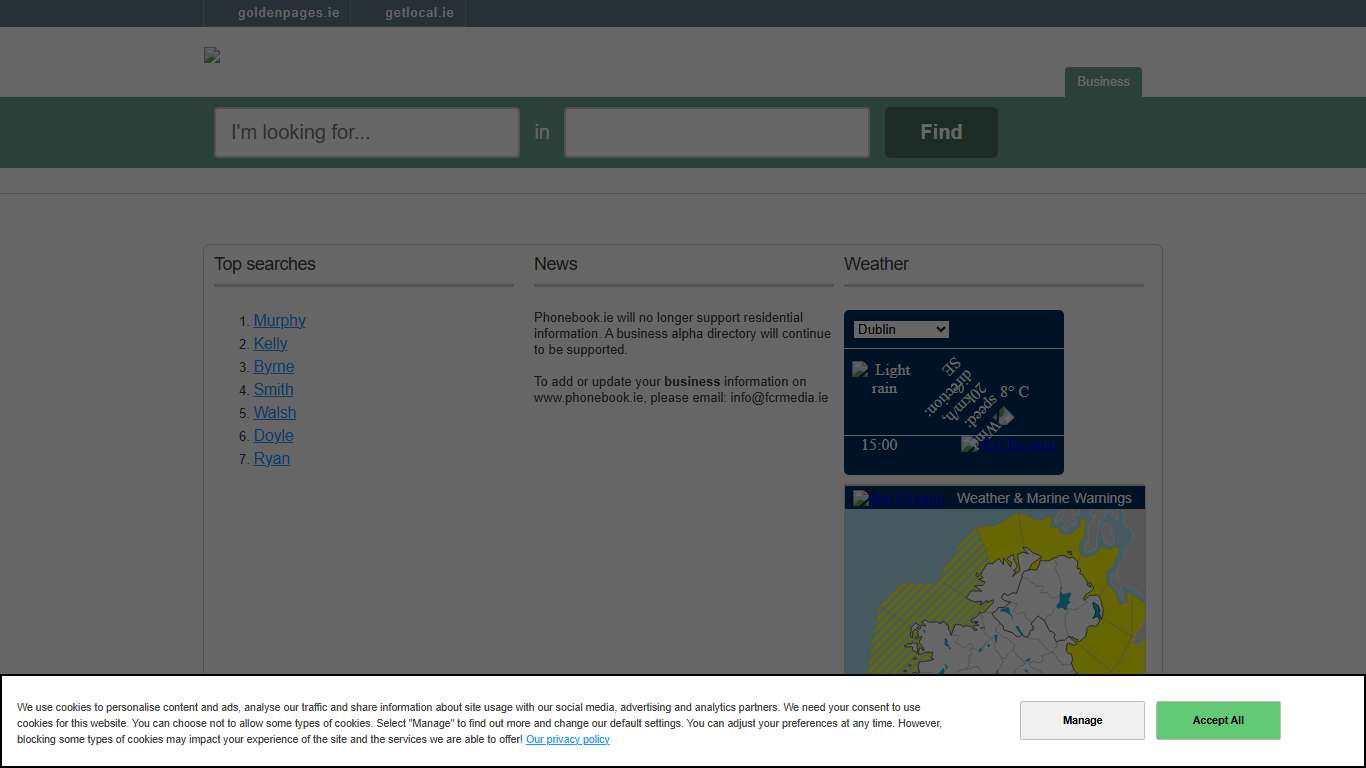 phonebook online: business name search directory for Ireland